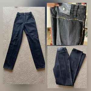 Vintage Roper black high rise Native American hand beaded western jeans TALL